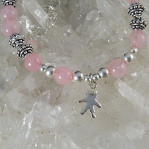 Pulsera cuarzo rosa y plata