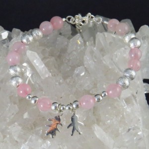 Pulsera cuarzo rosa y plata