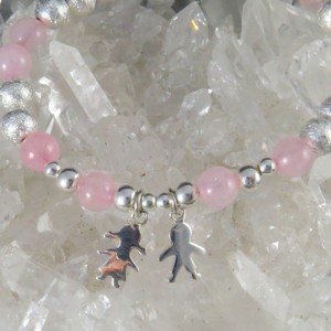 Pulsera cuarzo rosa y plata