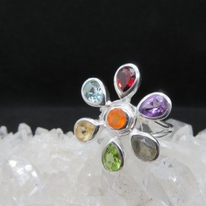 Anillo Siete Chakras y plata 925 mm