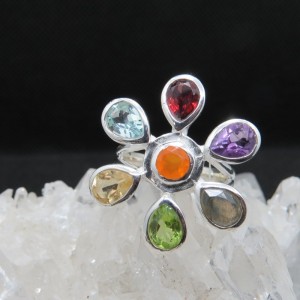 Anillo Siete Chakras y plata 925 mm