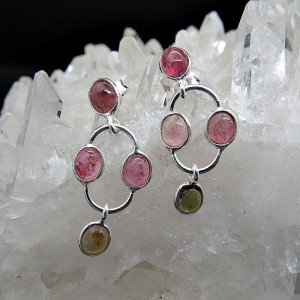 Pendientes turmalinas de colores y plata