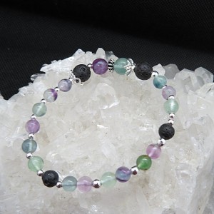 Pulsera Fluorita y piedra volcánica