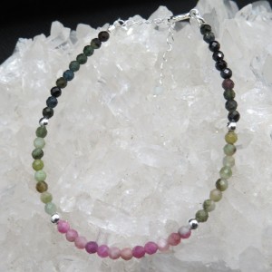 Pulsera turmalina de colores y plata