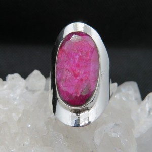 Anillo rubí y plata