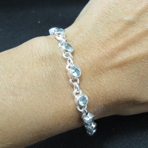 Pulsera joyería en plata de topacio y plata 925 mm