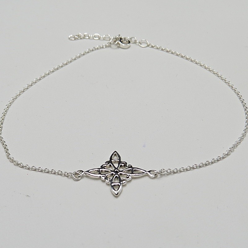 Pulsera Tobillera plata Nudo de Bruja