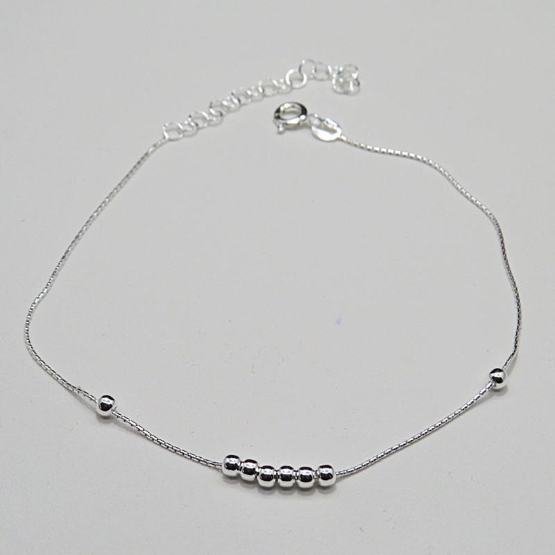 Pulsera Tobillera bolitas plata