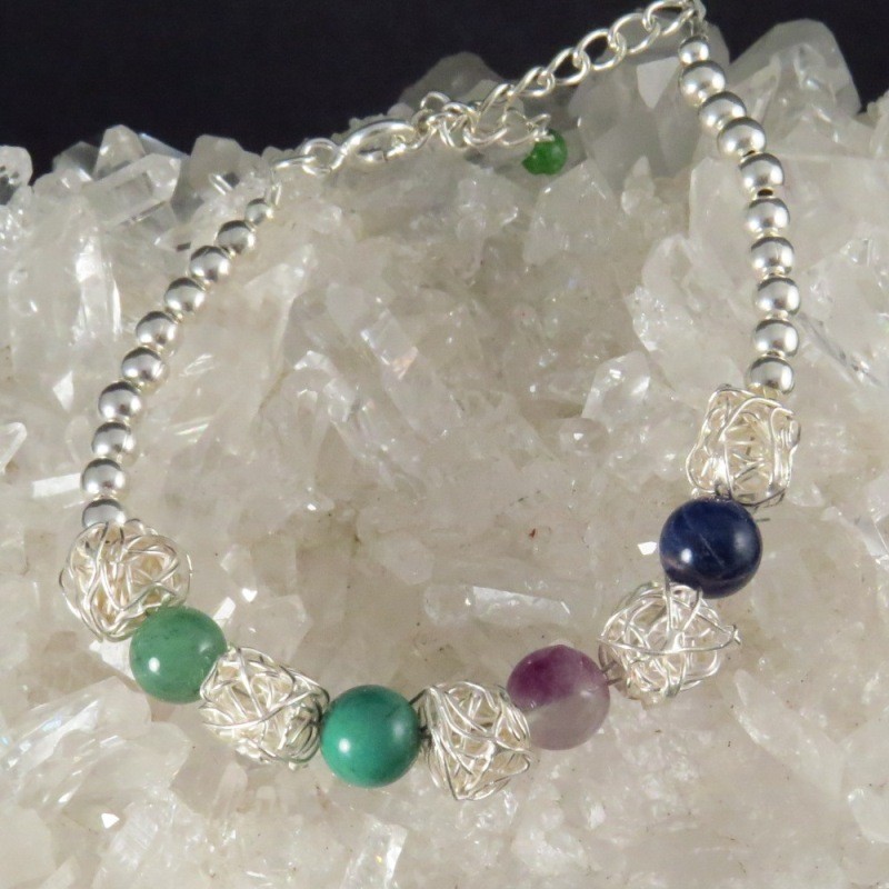 Pulsera piedras semipreciosas y plata Pulsera piedras semipreciosas y plata