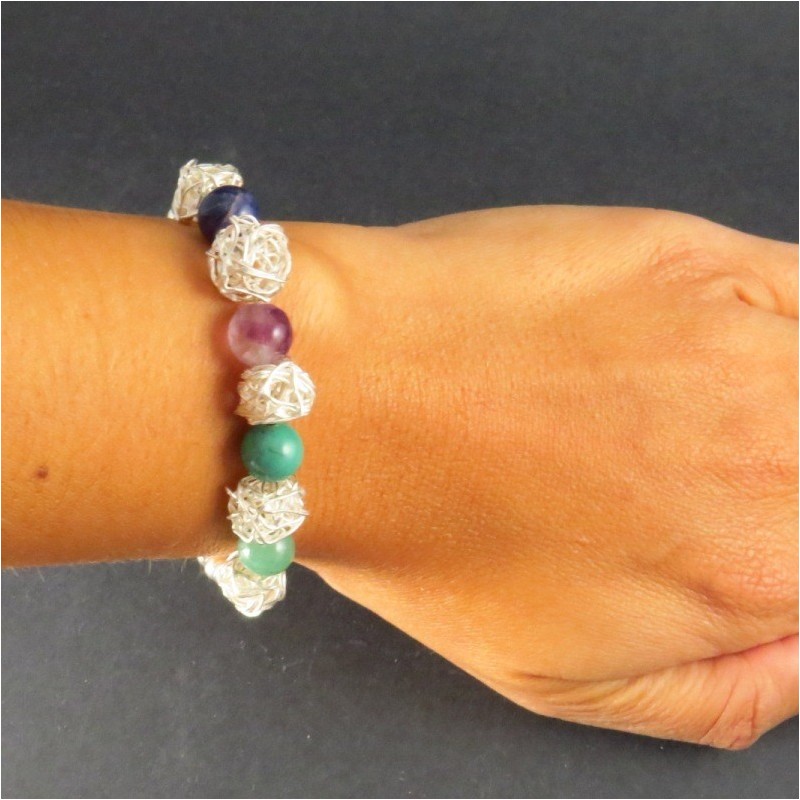 Pulsera piedras semipreciosas y plata Pulsera piedras semipreciosas y plata