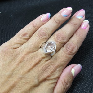 Anillo diamante Herkimer y plata