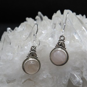 Pendientes cuarzo rosa y plata