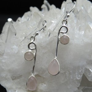 Pendientes cuarzo rosa y plata