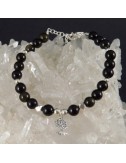 Pulsera obsidiana dorada y plata