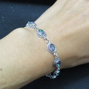 Pulsera joyería en plata topacio místico