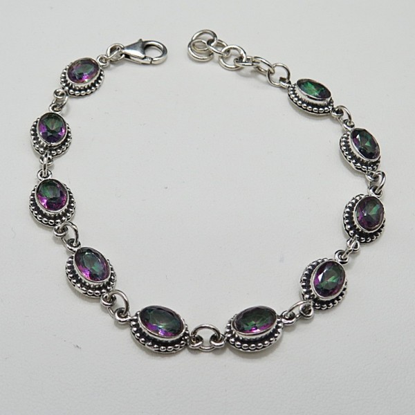 Pulsera joyería en plata de topacio mistico y plata 925 mm