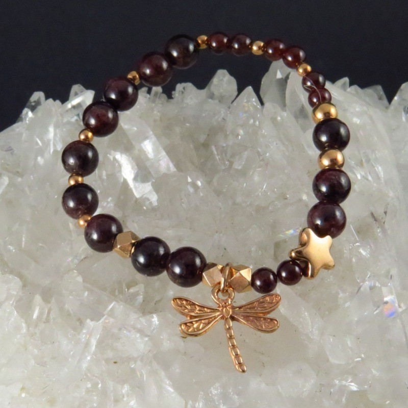 Pulsera granate y oro rosa Pulsera granate y oro rosa