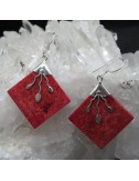 Pendientes coral y plata