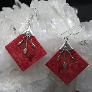 Pendientes coral y plata