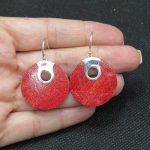 Pendientes coral y plata