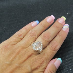 Anillo diamante Herkimer y plata