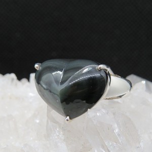 Anillo obsidiana arco iris y plata