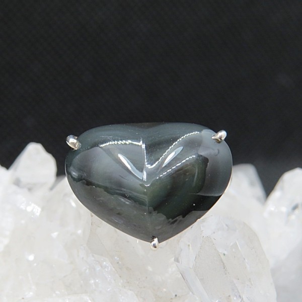 Anillo obsidiana arco iris y plata