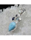 Colgante larimar con piedras semipreciosas y plata