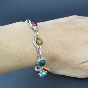 Pulsera joyería en plata siete chakras y plata