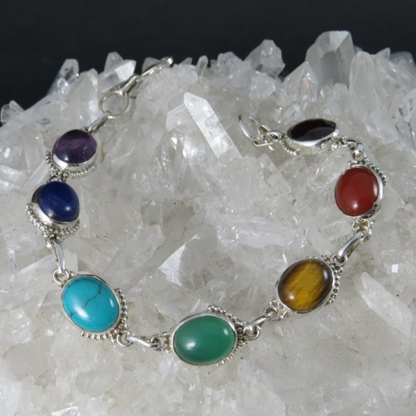 Pulsera joyería en plata siete chakras