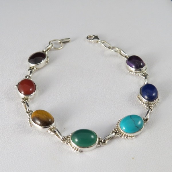 Pulsera joyería en plata siete chakras