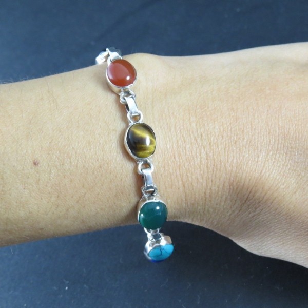 Pulsera siete chakras y plata