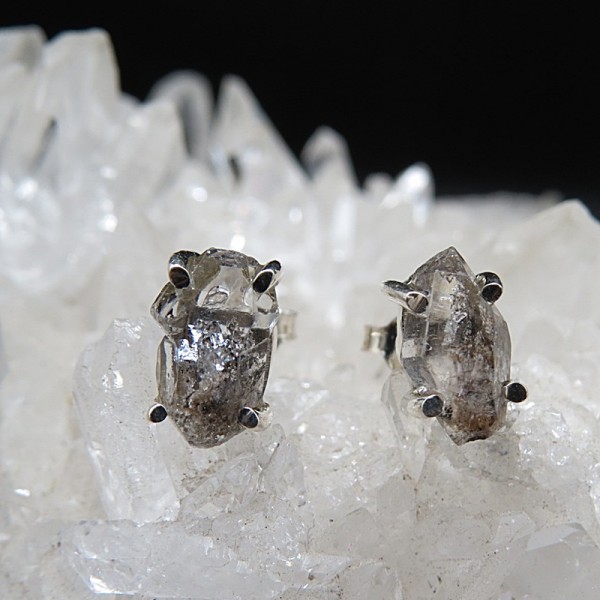 Pendientes diamante Herkimer y plata