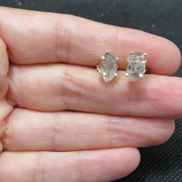 Pendientes diamante Herkimer y plata