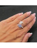 Anillo tanzanita, piedra luna y plata