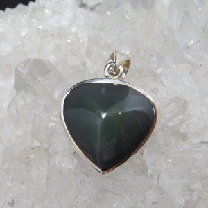 Colgante corazón obsidiana arco iris y plata