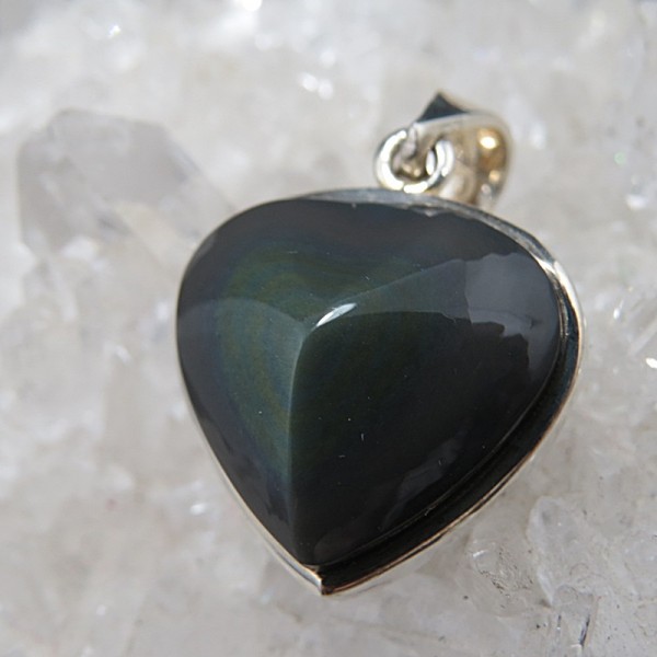 Colgante obsidiana arco iris y plata