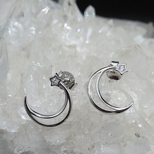 Pendientes Luna y estrella de plata