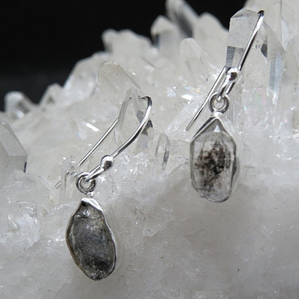 Pendientes diamante Herkimer y plata