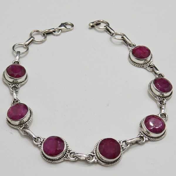 Pulsera joyería en plata de rubí