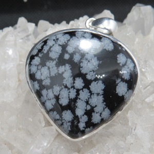 Colgante obsidiana nevada y plata