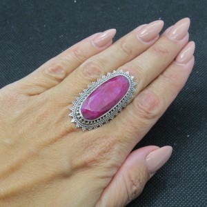 Anillo rubí y plata