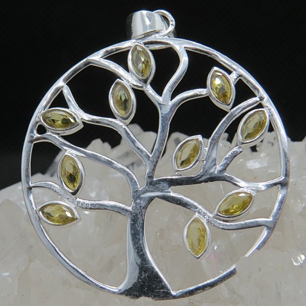 Colgante árbol de la vida cuarzo citrino y plata