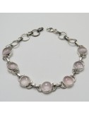 Pulsera joyería en plata cuarzo rosa