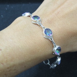 Pulsera joyería en plata topacio místico