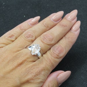 Anillo diamante Herkimer y plata