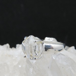 Anillo diamante Herkimer y plata