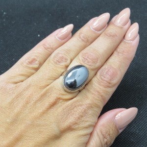 Anillo Hematites y plata