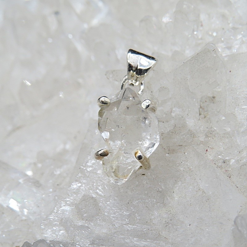 Colgante diamante Herkimer y plata