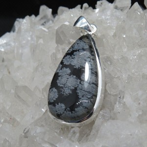 Colgante obsidiana nevada y plata